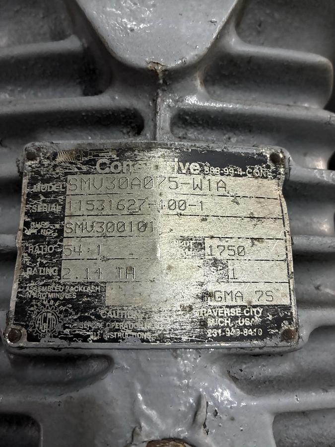 Used STERLING,WBFO,SPEED-TROL 1.5HP 1740/32RPM CONE GEAR REDUCER SMV30A075-W1 54:1