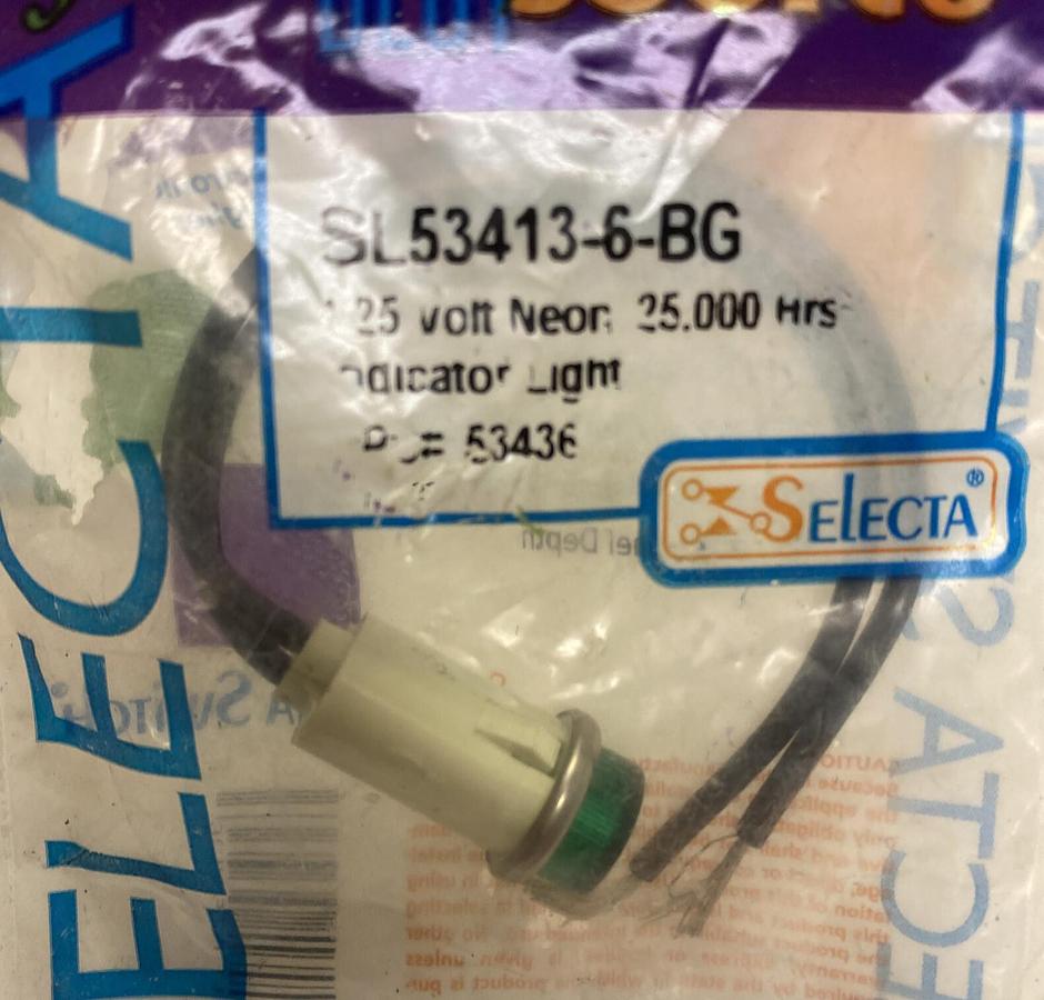 Used SELECTA,SL53413-6-BG,INDICATOR LIGHT NEON GREEN NEW