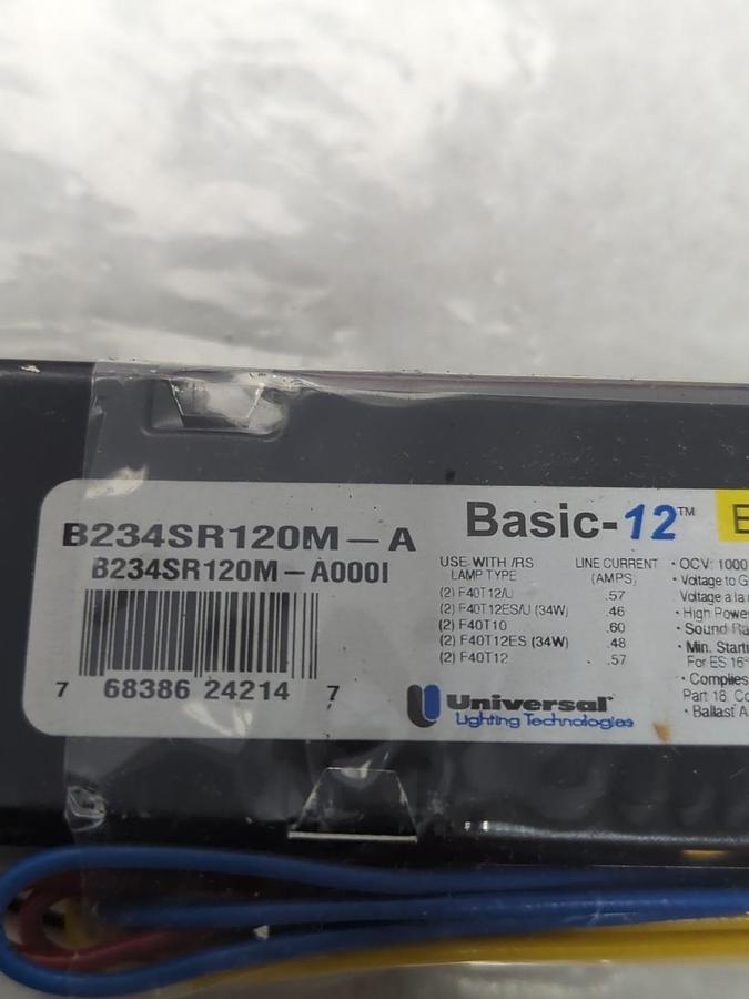 UNIVERSAL,B234SR120M-A,ELECTRONIC BALLAST 120V 60HZ NOS