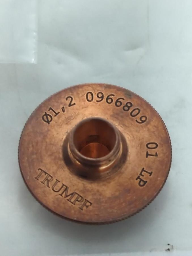 Used TRUMPF,0966809,CHROME PLATED LASER MACHINE NOZZLE 01.2MM/M8/ECE LOT OF 3