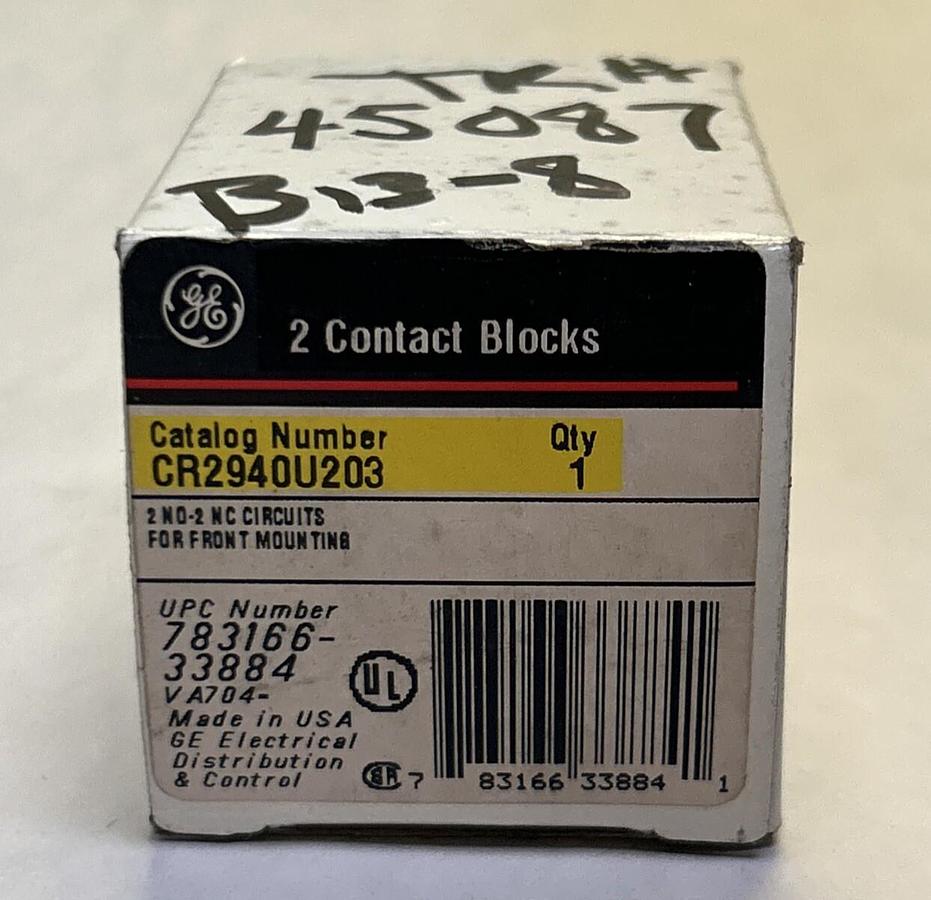 Used GENERAL ELECTRIC,CR2940U203,CONTACT BLOCKS NEW