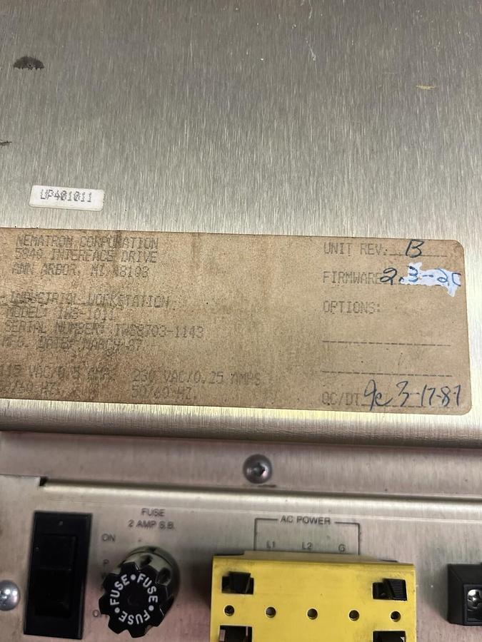 Used NEMATRON,IWS-1011,INDUSTRIAL OPERATOR PANEL WORKSTATION