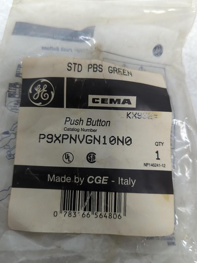 GENERAL ELECTRIC,P9XPNVGN10N0,PUSH BUTTON STD PBS GREEN NOS