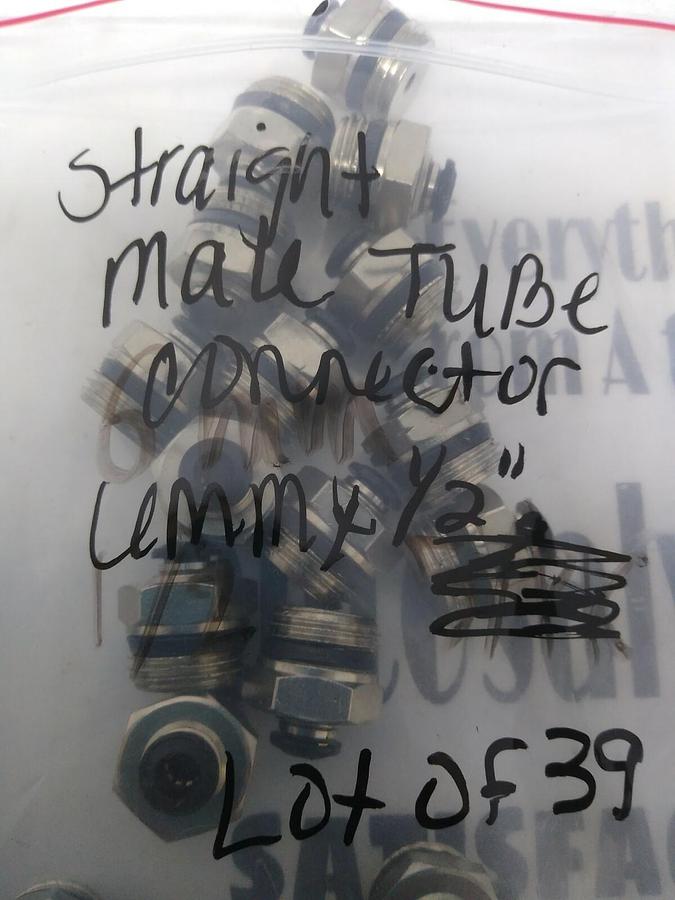UNBRANDED,NA,TUBE STRAIGHT MALE CONNECTOR 6MMX1/2 IN LOT OF 39