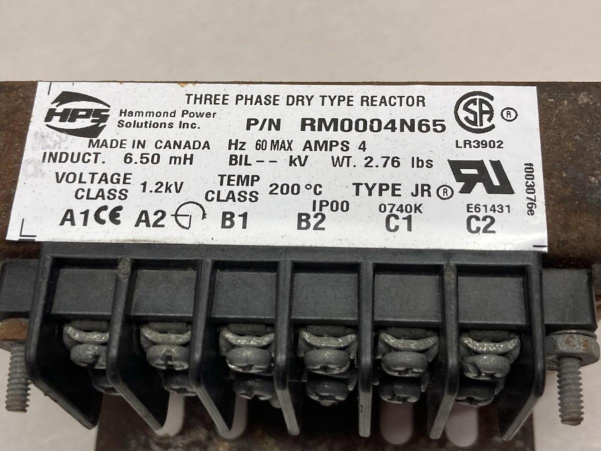 Used HPS,RM0004N65,Three Phase Dry Type Reactor 6.50mH 60Hz 4 Amps