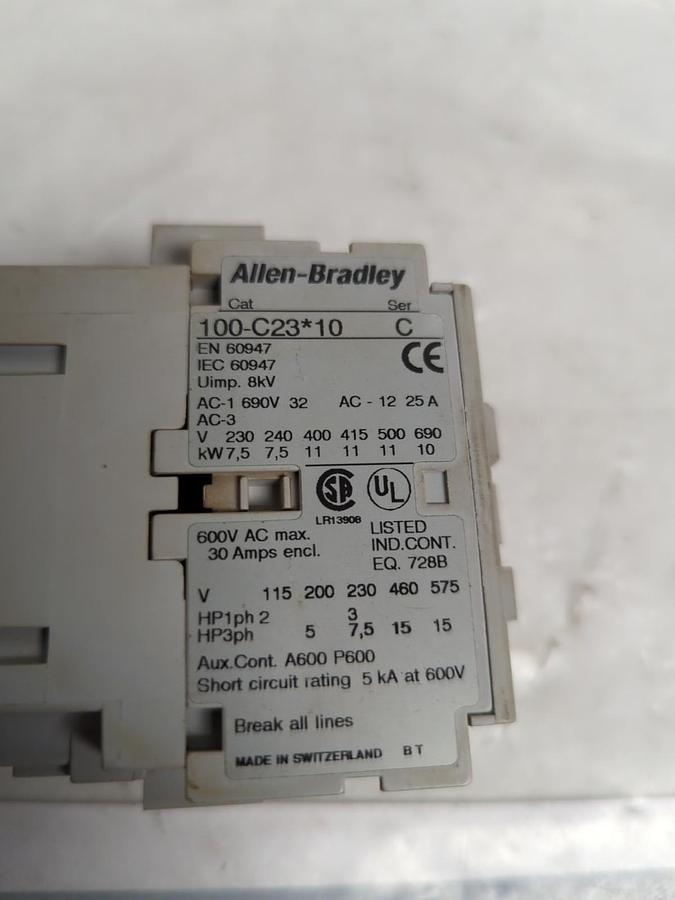 Used ALLEN BRADLEY,100-C23*10,SERIES C CONTACTOR PRE-OWNED