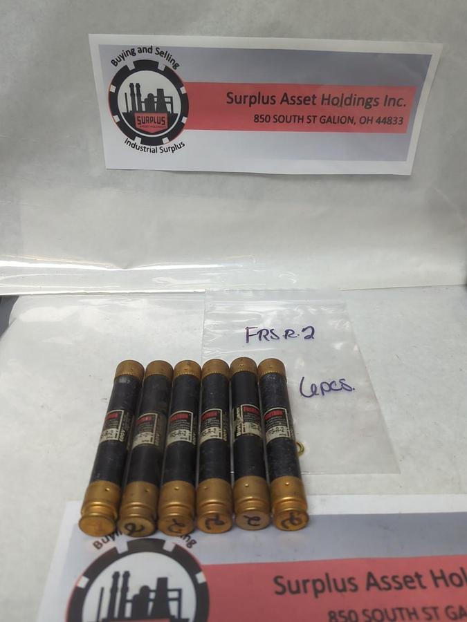 Used COOPER BUSSMANN,FRS-R-2,FUSETRON 2 AMP FUSE LOT OF 6 PRE-OWNED
