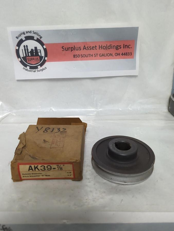 BROWNING,AK39-7/8,A BELT PULLEY 3.8 IN OD 3.5 IN PITCH DIA NOS