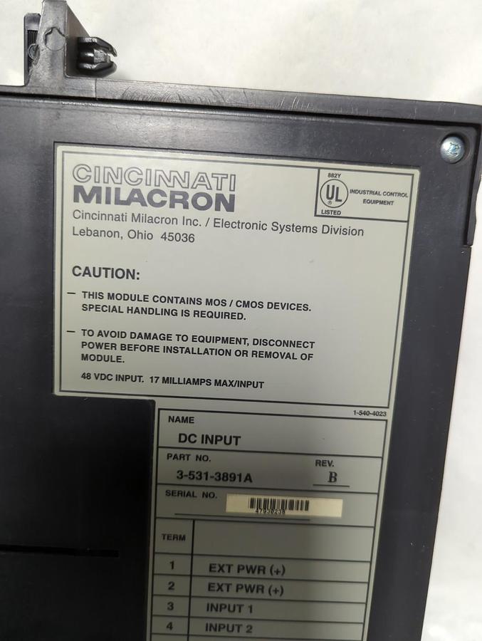 Used CINCINNATI MILACRON,3-531-3891A,DC INPUT MODULE PRE-OWNED