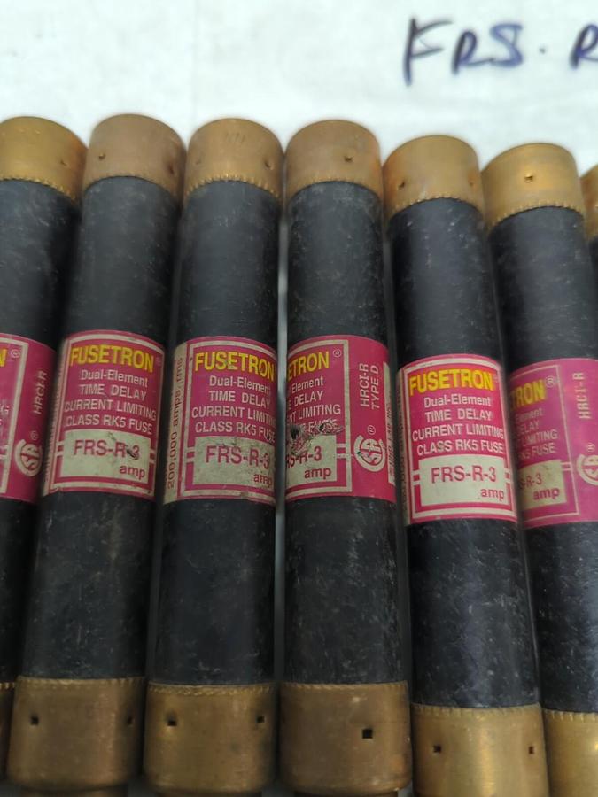 Used COOPER BUSSMANN,FRS-R-3,FUSETRON 3 AMP FUSE LOT OF 9 PRE-OWNED