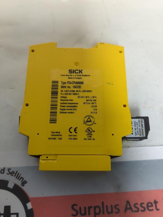 Used SICK,FX3-CPU000000,SAFETY I/O MODULE PRE-OWNED
