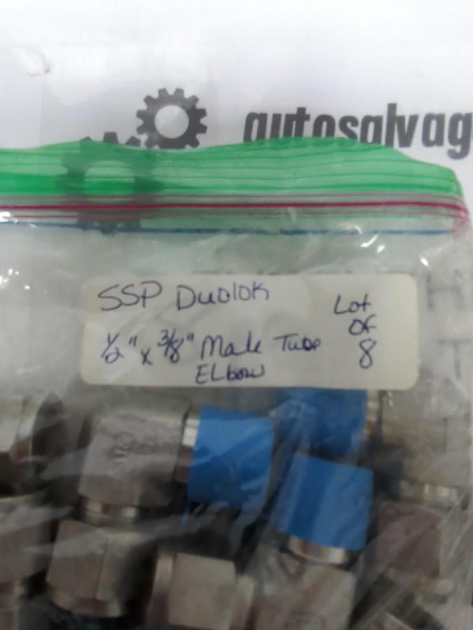 SSP DUOLOK,NA,1/2 IN TUBE X 3/8 IN TUBE UNION ELBOW LOT OF 8 NOS