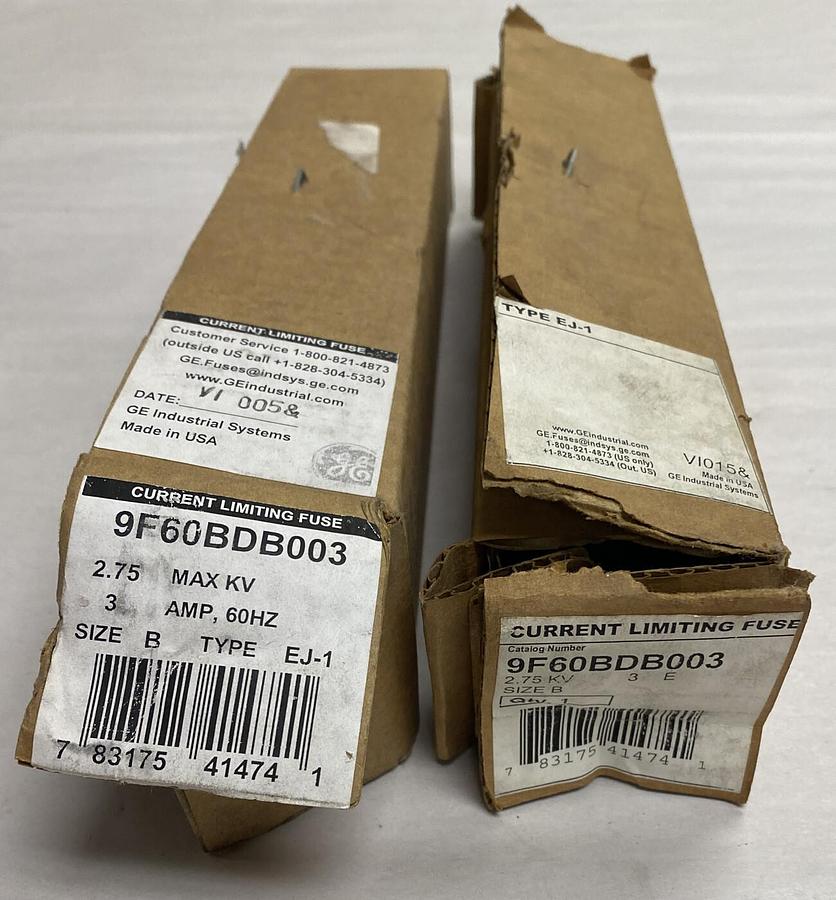 General Electric,EJ-1 9F60BDB003,Fuse 2.75Kv Size B NOS Lot Of 2