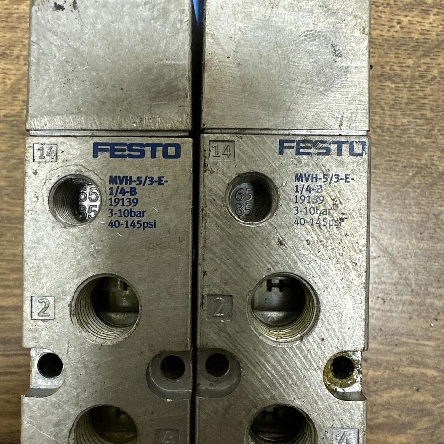 Used Festo,MVH-5/3-E,Double Solenoid Valve LOT of 2