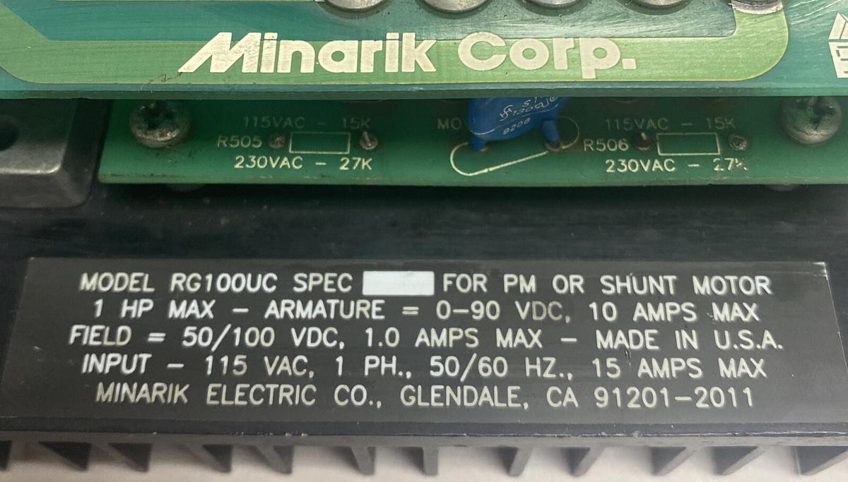 Used Minarik,RG100UC,1HP 10A Drive For PM or Shunt Wound Motor