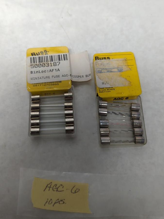 COOPER BUSSMANN,AGC-6,FAST ACTING 6 AMP FUSE LOT OF 10 NOS