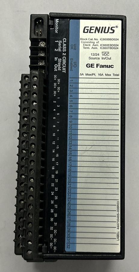 Used GE FANUC,IC660BBD024,GENIUS BLOCK ELECTRONIC MODULE