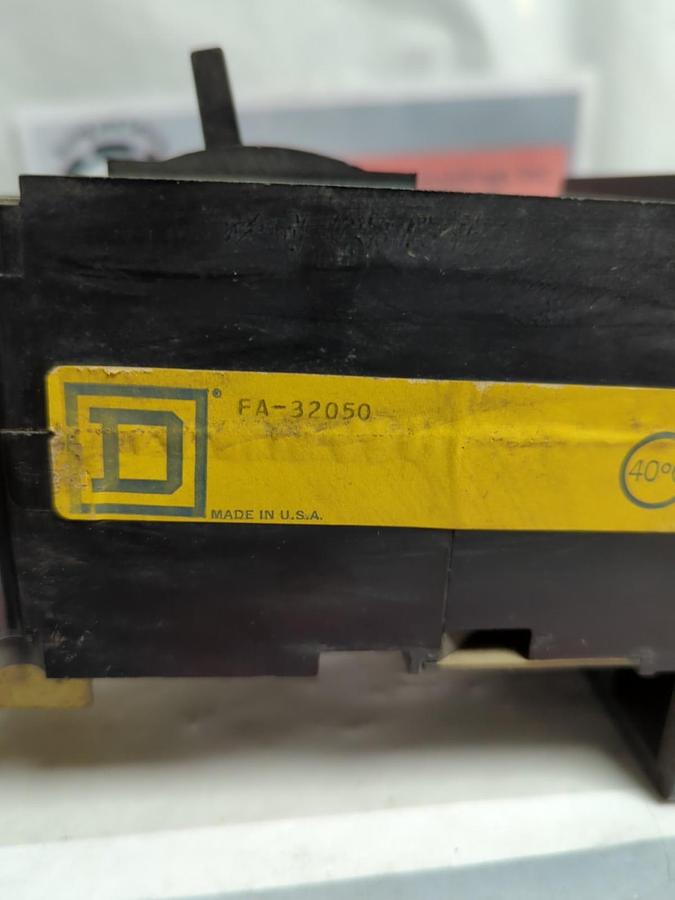 Used SQUARE D,FA-32050,CIRCUIT BREAKER 3-POLE 50 AMP PRE-OWNED
