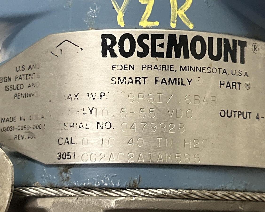 Used ROSEMOUNT,3051CG2A02A1AM5S5,PRESSURE TRANSMITTER