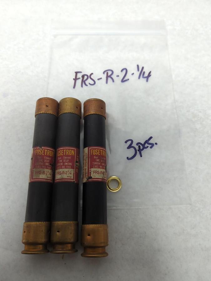 Used COOPER BUSSMANN,FRS-R-2-1/4,FUSETRON 2-1/4 AMP FUSE LOT OF 3 PRE-OWNED