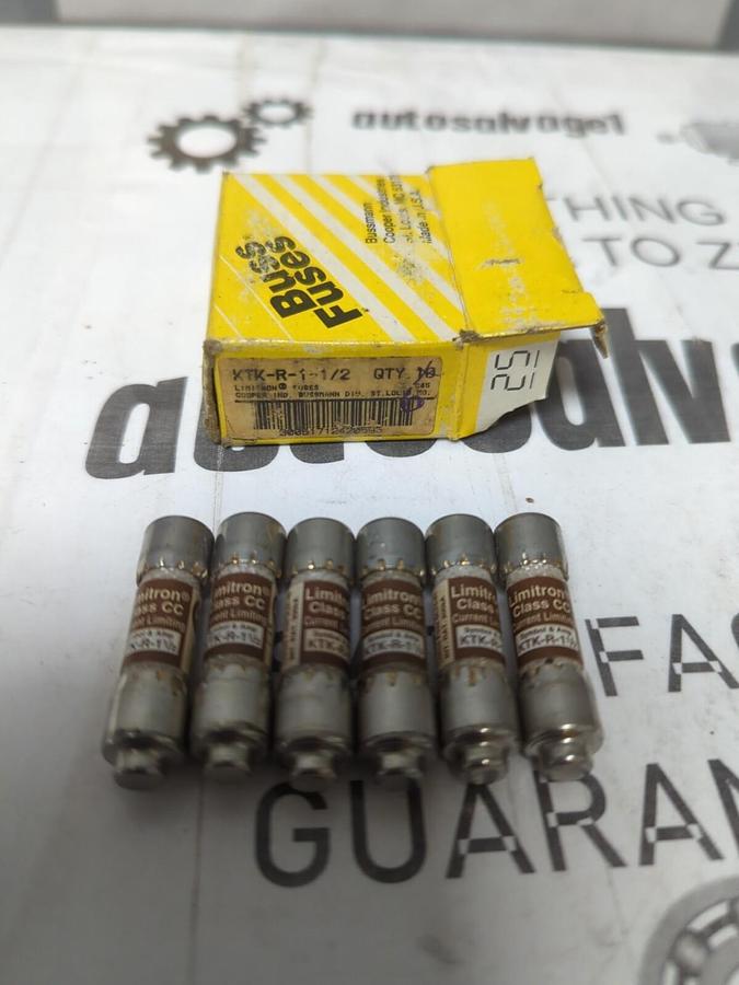 COOPER BUSSMANN,KTK-R-1-1/2,LIMITRON 1-1/2 AMP FUSES BOX OF 6 NOS