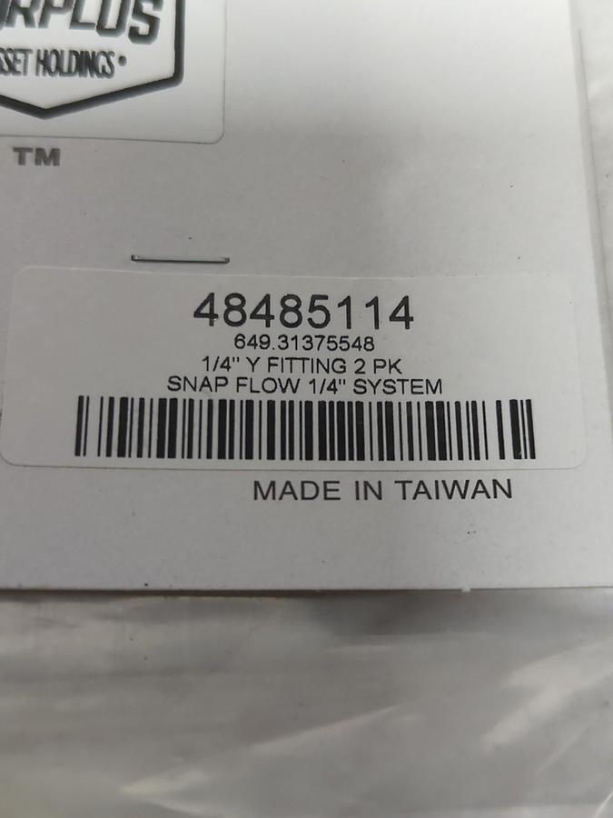 SNAP FLOW,48485114,1/4 INCH Y FITTING 2 PIECE PACK NOS