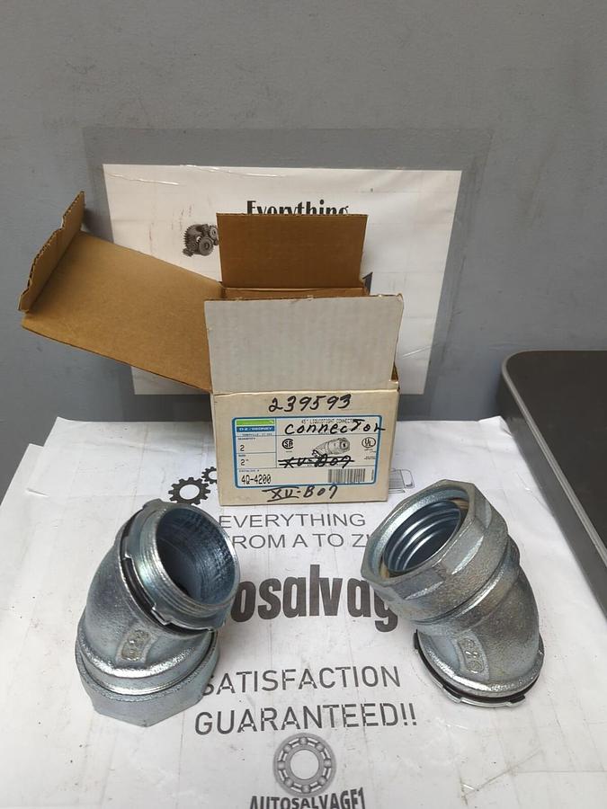 O-Z GEDNEY,4Q-4200,2 INCH 45 DEG LIQUID TIGHT CONDUIT CONNECTORS BOX OF 2 NEW