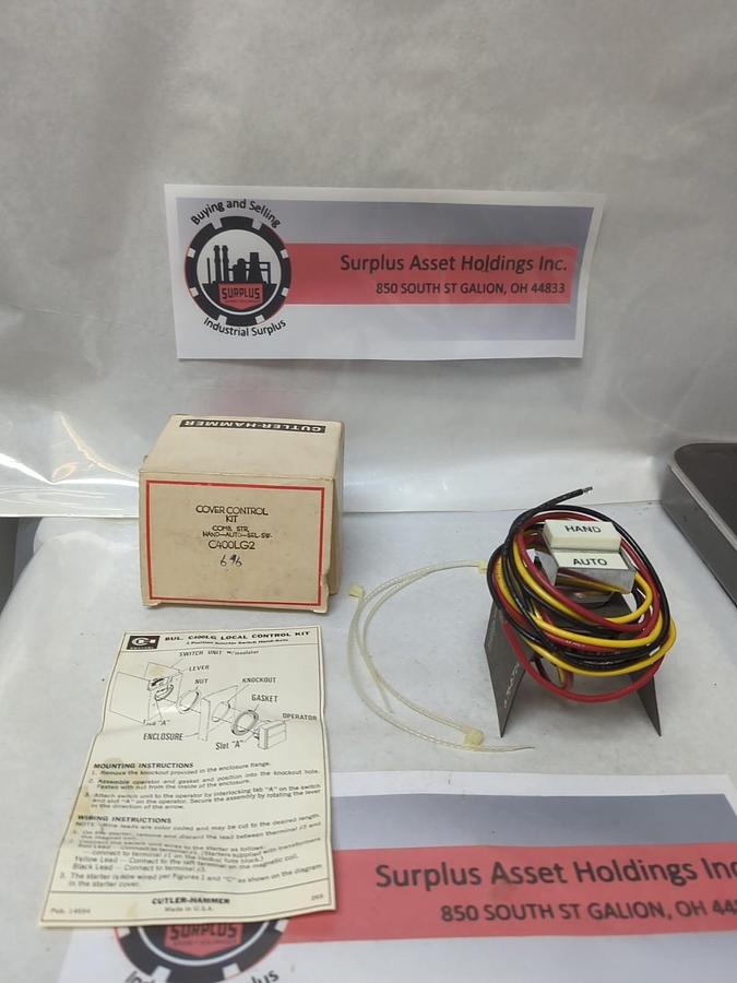 CUTLER-HAMMER,C400LG2,COVER CONTROL KIT COMB.STR. HAND-AUTO-SELECT SWITCH NOS