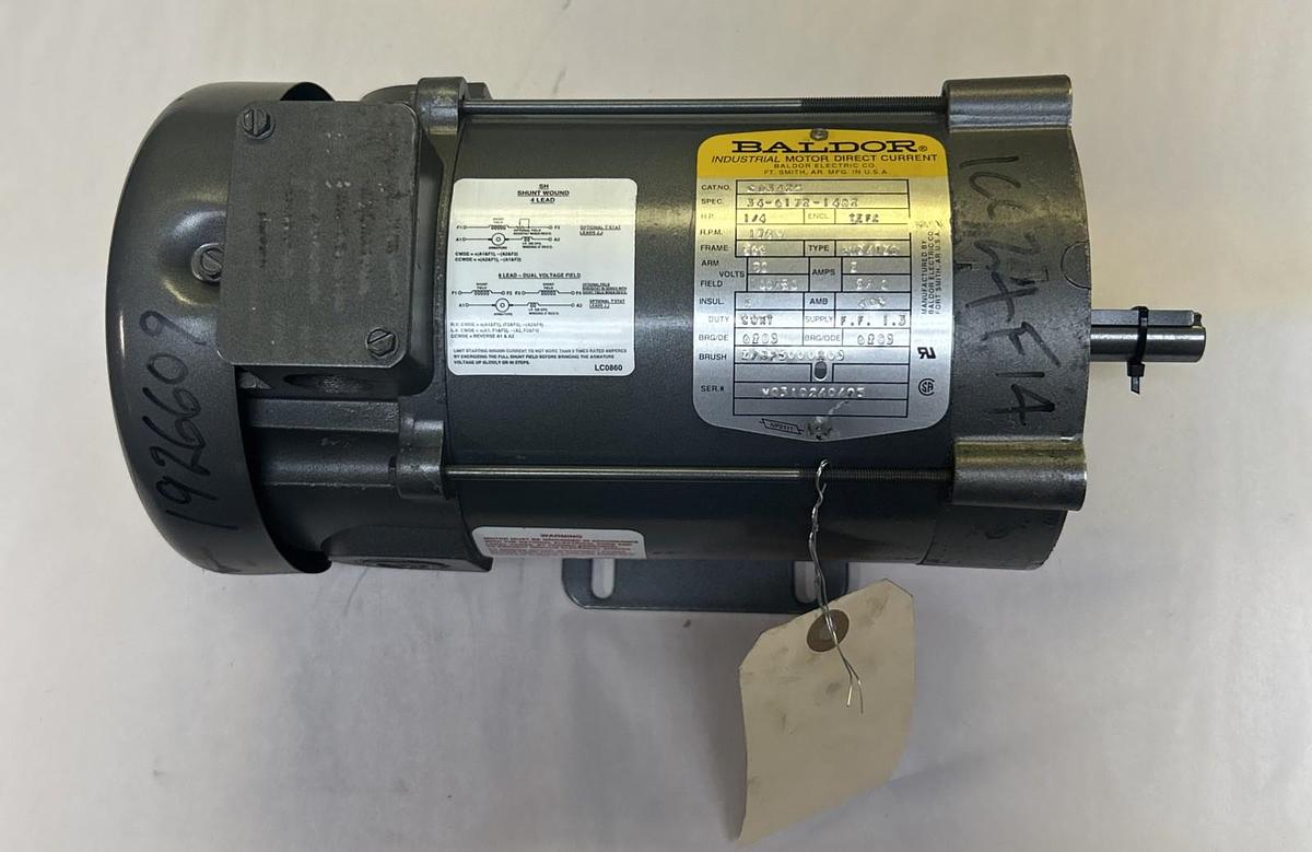 Used BALDOR,CD3425,DC MOTOR 1/4HP 1750RPM 100/50 VOLT 56C FRAME