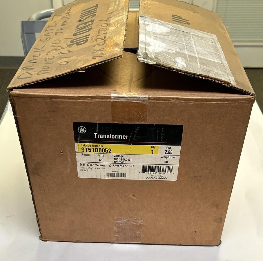 Used GENERAL ELECTRIC,9T51B0052,TRANSFORMER 2KVA PRI 480V SEC 120/240V 1PH