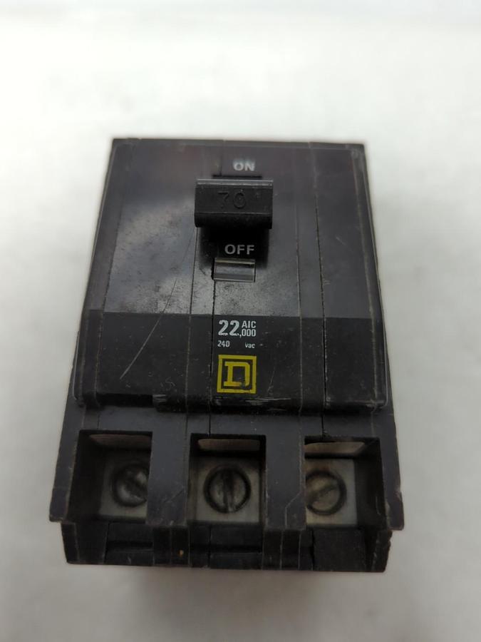 Used SQUARE D,QOB370VH,CIRCUIT BREAKER 70 AMP 3-POLE SERIES 2 PRE-OWNED