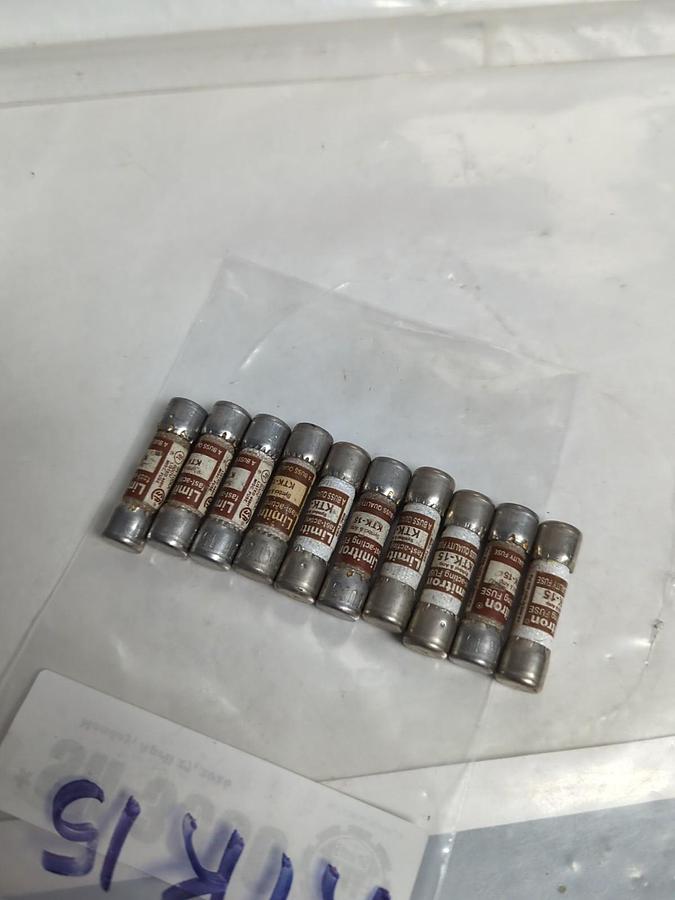 Used COOPER BUSSMANN,KTK-15,LIMITRON 15 AMP FUSE LOT OF 10 PRE-OWNED
