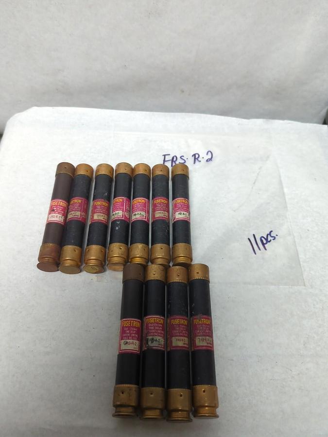 Used COOPER BUSSMANN,FRS-R-2,FUSETRON 2 AMP FUSE LOT OF 11 PRE-OWNED