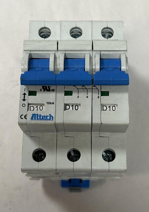 Used ALTECH,E301611,CIRCUIT BREAKER 10AMP 277V 3P