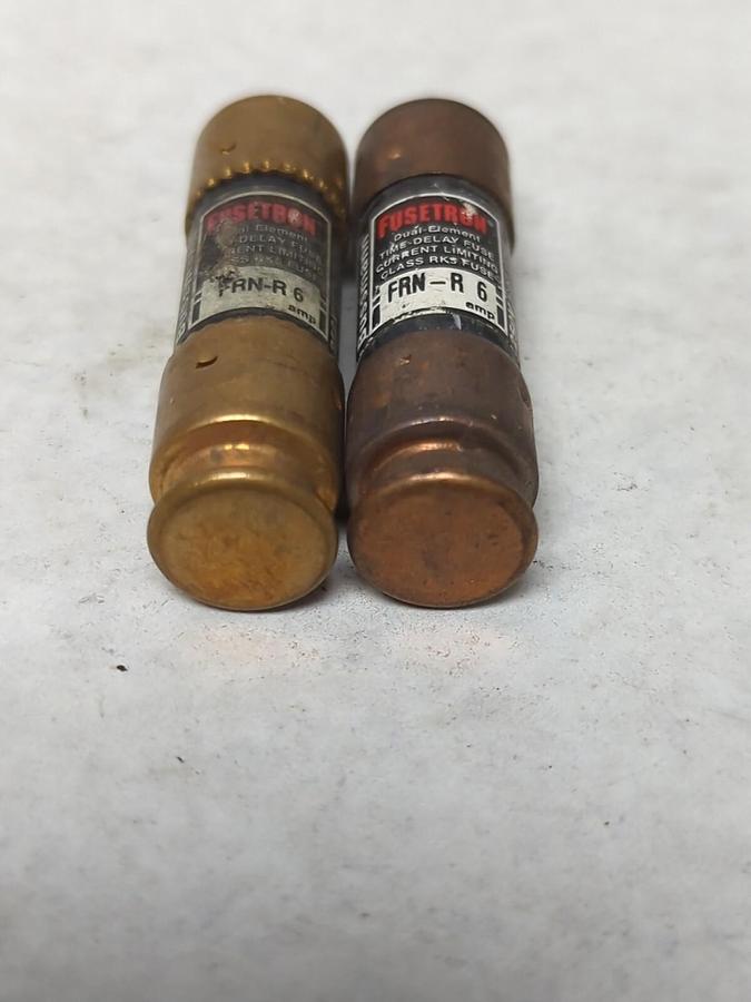 Used COOPER BUSSMANN,FRN-R-6,FUSETRON 6 AMP FUSE LOT OF 2 PRE-OWNED