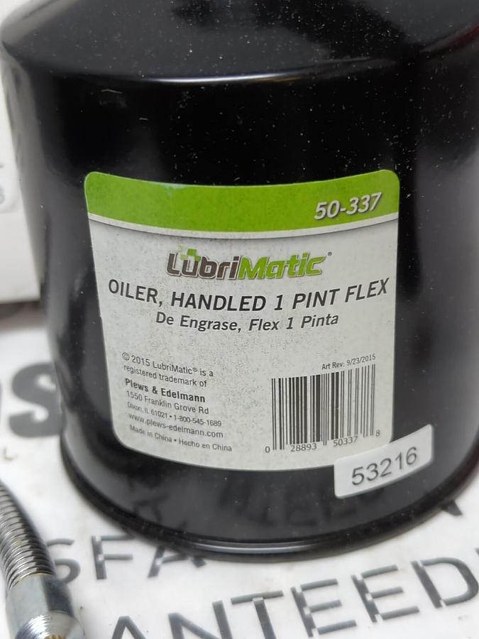 PLEWS LUBRIMATIC,50-337,1 PINT HAND OILER WITH 9 INCH FLEX SPOUT