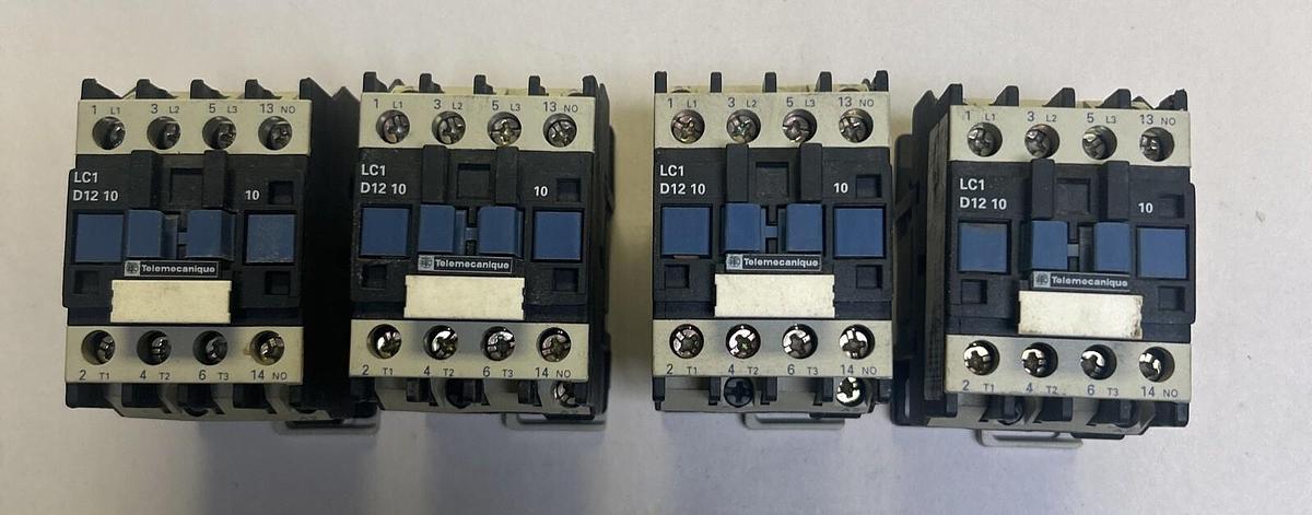 Used TELEMECANIQUE,LC1D1210,CONTACTOR 120V COIL LOT OF 4
