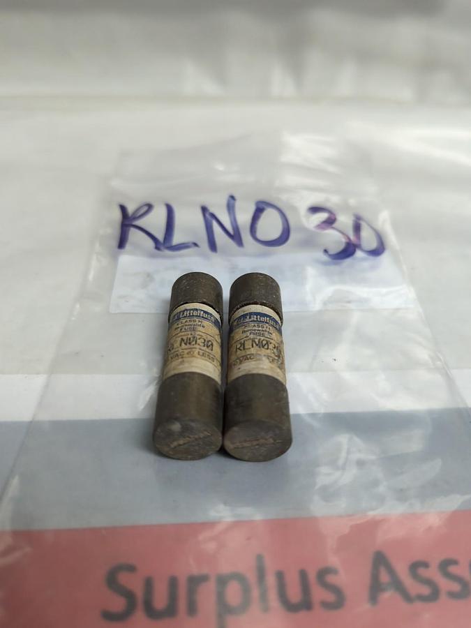 LITTELFUSE,RLN030,RENEWABLE 30 AMP FUSE LOT OF 2 PRE-OWNED