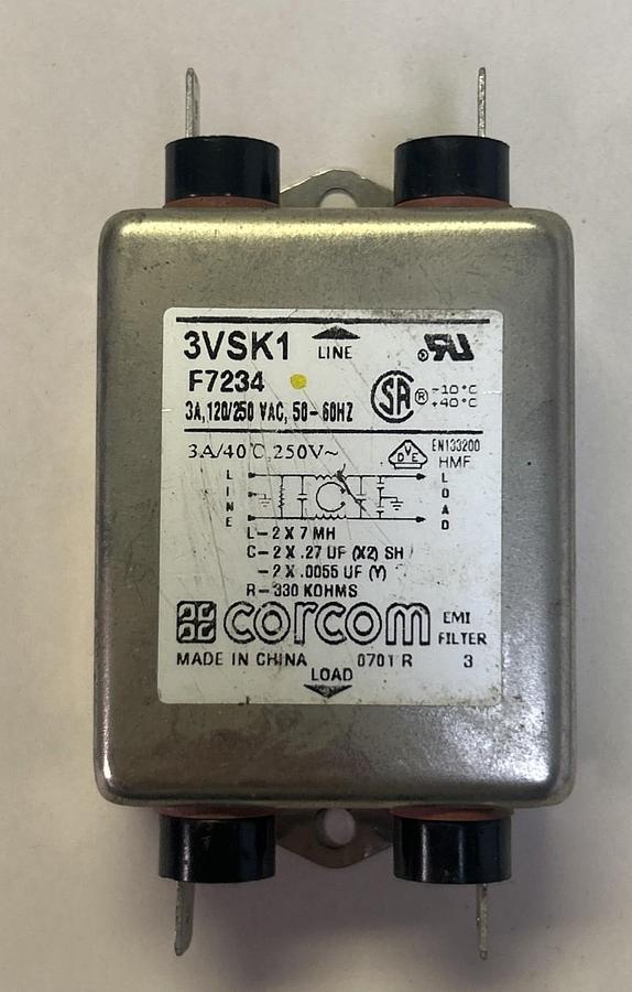 Used CORCOM,3VSK1,LINE FILTER LOT OF 6