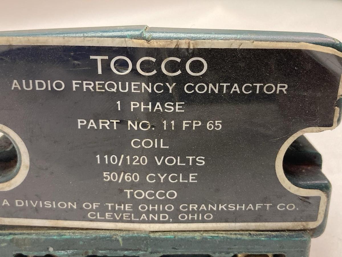 Used Tocco,11-FP-65,1-Phase Audio Frequency Contactor 110/120V 50/60Cycle