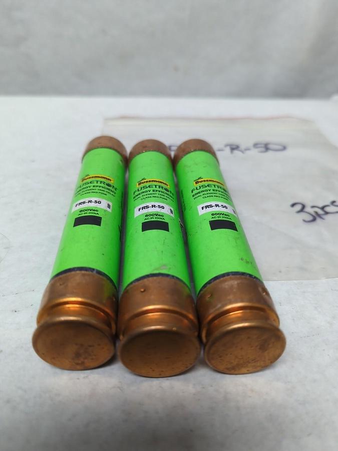 Used COOPER BUSSMANN,FRS-R-50,FUSETRON 50 AMP FUSE LOT OF 3 PRE-OWNED