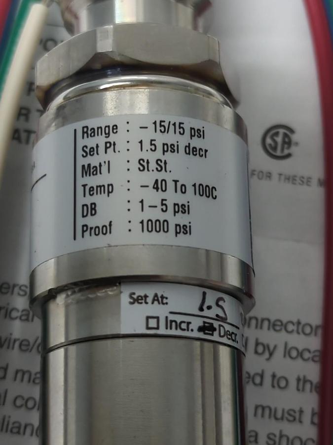 ASHCROFT,APSN41H012CS02-15/15#-1.5D,A SERIES PRESSURE SWITCH 1/4 INCH MALE NOS