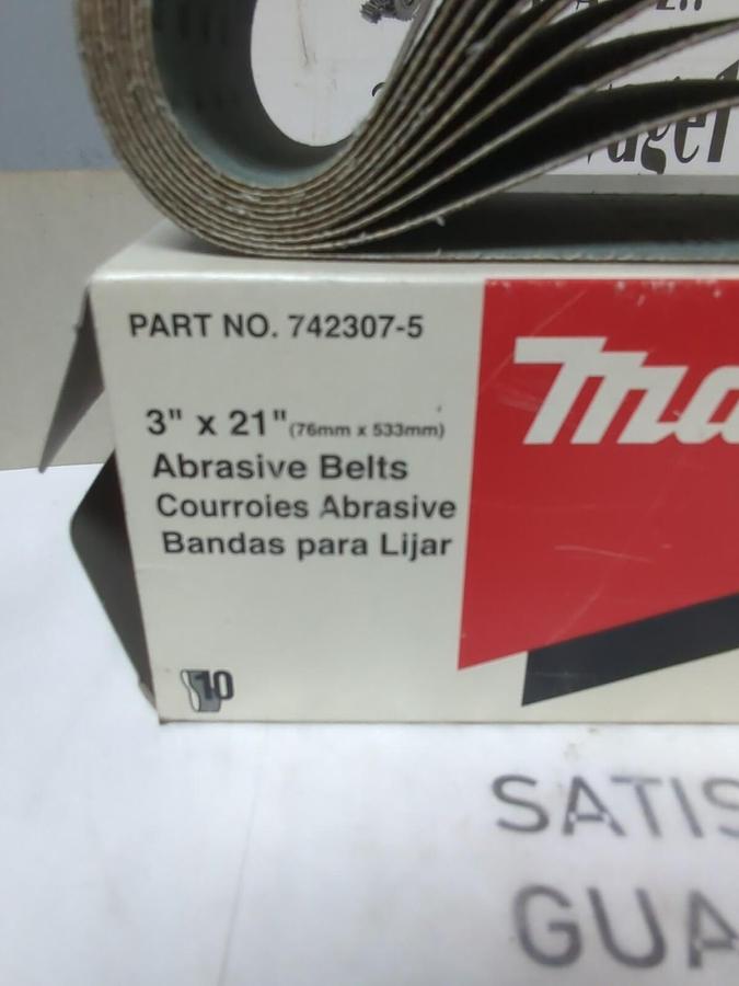 MAKITA,742307-5,ABRASIVE BELTS  10-PK  60 GRIT 3 INCH X 21 INCH NOS