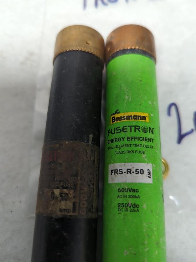 Used COOPER BUSSMANN,FRS-R-50,FUSETRON 50 AMP FUSE LOT OF 2 PRE-OWNED