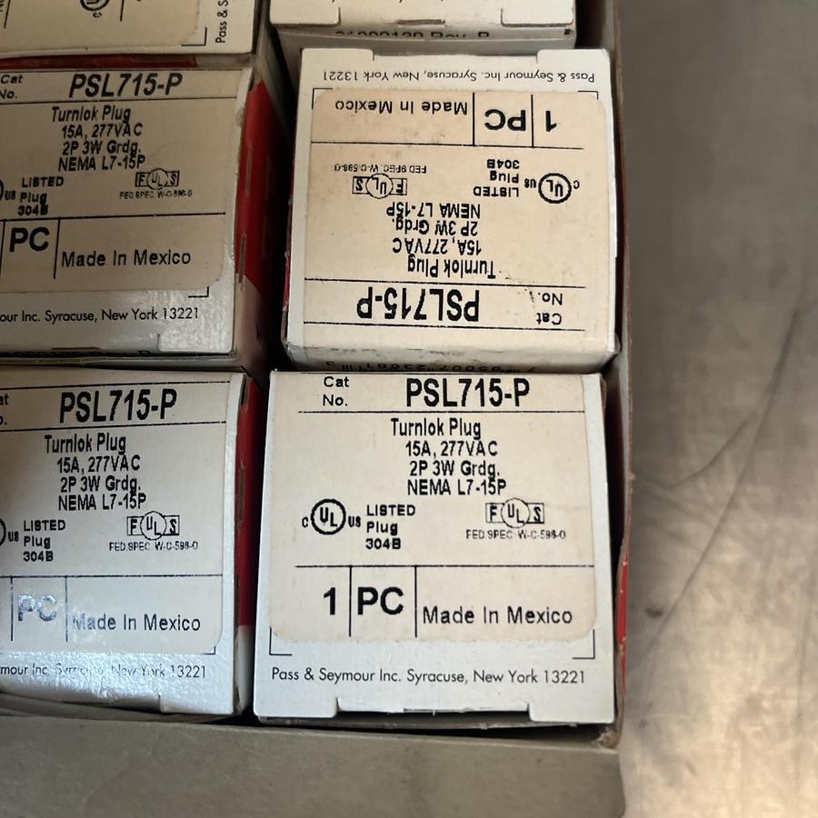 PASS & SEYMOUR LEGRAND,PSL715-P,TURNLOK PLUG 15A 277V BOX OF 9