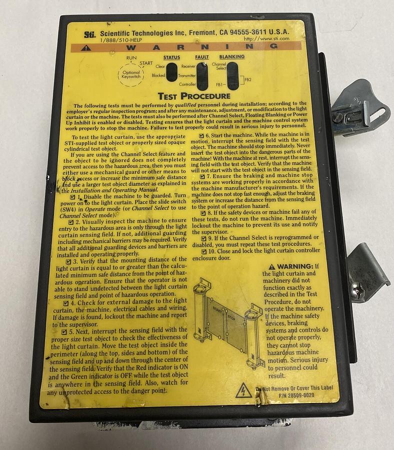 Used STI,70027-1000,Light Curtain Controller Model LCC-FB-AC1-U