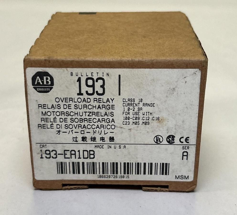 Used ALLEN BRADLEY,193-EA1DB,OVERLOAD RELAY NEW
