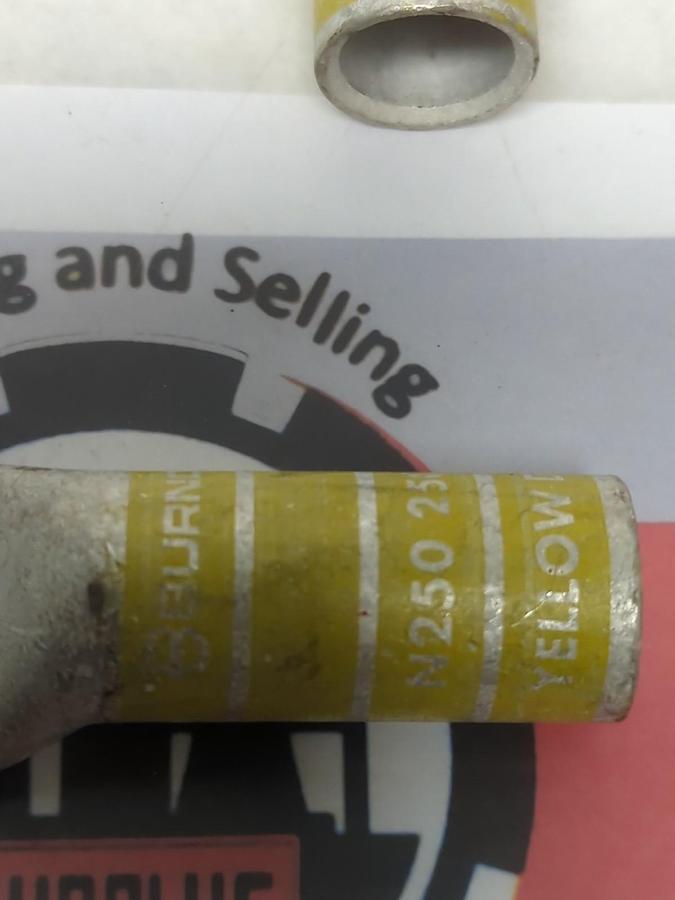 BURNDY,N250,COMPRESSION LUG 2-HOLE 250 KCMIL YELLOW DIE 16 LOT OF 3 NOS