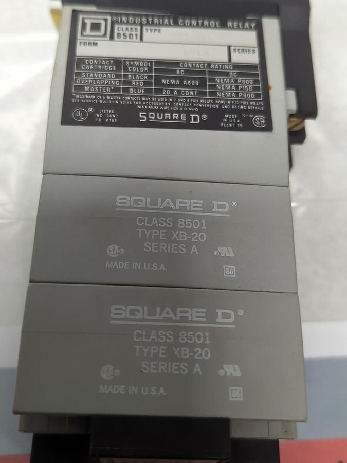 Used SQUARE D,8501-XD-20,CONTROL RELAY UNIT SERIES A PRE-OWNED