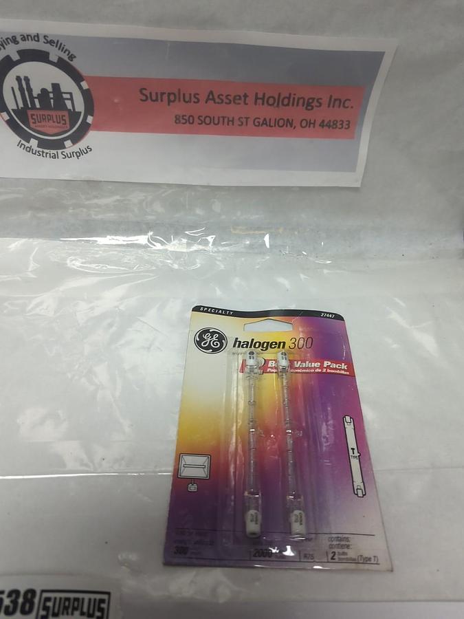 GE,27447,HALOGEN 300 TYPE T BULB PACK OF 2 NOS